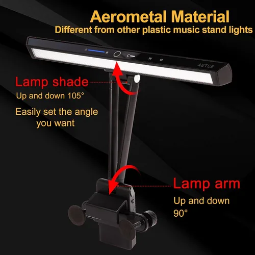 Miniatura 5 de Luces de soporte de música, luz LED con clip, batería extraíble, funciona con batería recargable, lámpara de abrazadera USB-C de larga duración