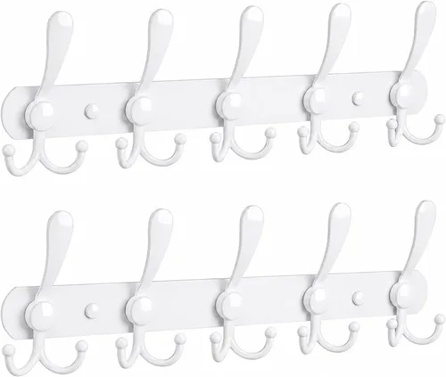 Miniatura 12 de YUNISS Perchero montado en la pared, 3 ganchos triangulares de acero inoxidable para abrigos, sombreros, batas, toallas en recibidor y entrada Negro