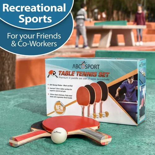 Miniatura 6 de Abco Tech Juego de pelotas y palas de ping pong, Palas de tenis de mesa y pelotas de tenis de mesa, Juegos profesionales y recreativos