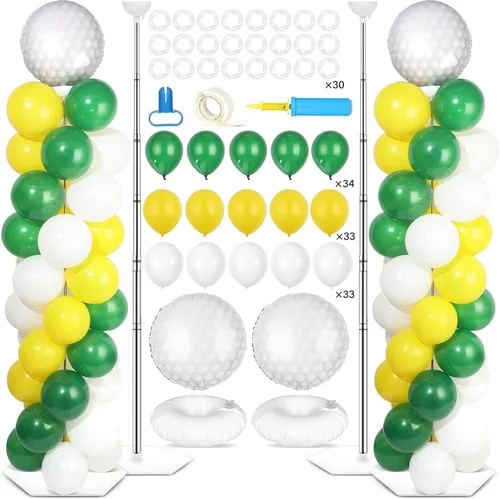 Miniatura 22 de Juego de 2 soportes de columna de globos nocturnos de película con 102 globos de aluminio de palomitas de maíz, soporte de torre ajustable de 5.57