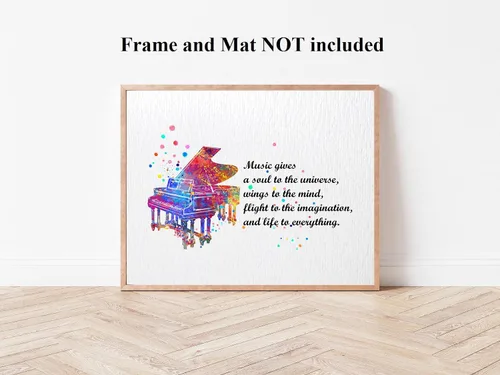 Miniatura 5 de Dignovel Studios Música de piano sin marco de 8 x 10 pulgadas da un alma al universo músico citas inspiradoras diciendo sabiduría acuarela impresión