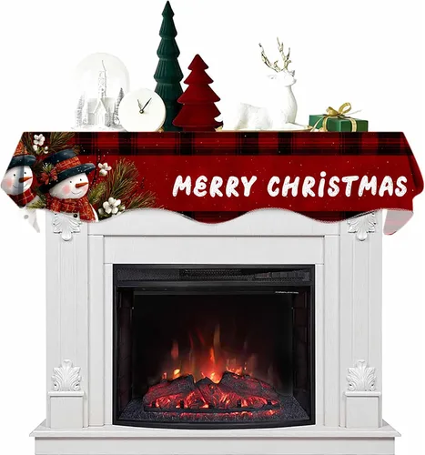 Miniatura 16 de Bufanda de chimenea navideña de 70 x 17 pulgadas, decoración de cubierta de bufanda de chimenea para estante de bufanda de chimenea, pasillo