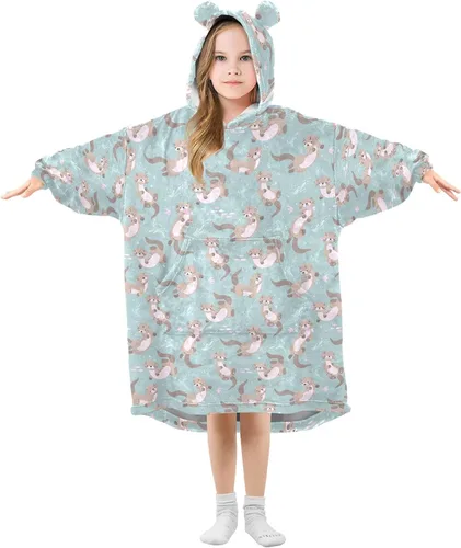 Miniatura 21 de Mantas portátiles para niños, súper suaves, cálidas y acogedoras, sudadera con capucha de gran tamaño, regalos para niños de 3 a 14 años, niñas