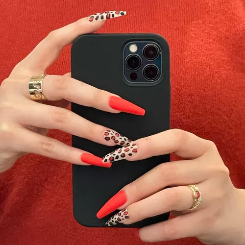 Miniatura 18 de Gold Finger - Kit de uñas postizas de cobertura completa con pegamento, diseño moderno, gel listo para usar, uñas medianas, largas y extralargas