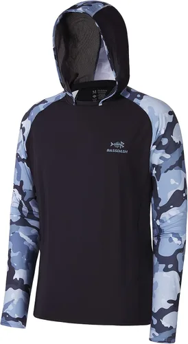 Miniatura 10 de BASSDASH Camisa de pesca de rendimiento UPF 50 para hombre, sudadera con capucha de camuflaje de manga larga FS17M