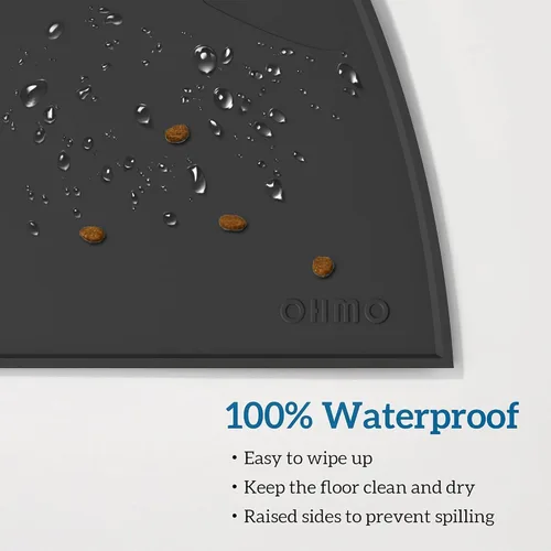 Miniatura 5 de OHMO - Tapete de silicona para comida para gatos, tapete de alimentación de mascotas para el suelo, antideslizante e impermeable, bandeja para agua