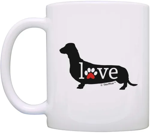 Miniatura 3 de ThisWear Dachshund Gift Love Dog Paw Prints Doxie Breed Weiner Dog Gift Taza de café Taza de té blanca