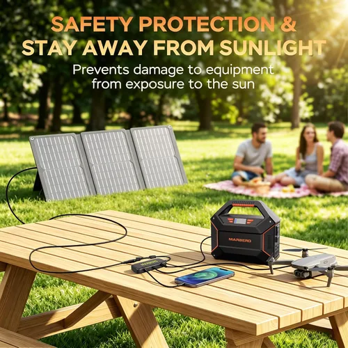 Miniatura 6 de MARBERO Generador solar de 155 Wh con panel solar incluido Estación de energía portátil de 30 W, 100 W, 150 W, sobretensión, multisalida, generador
