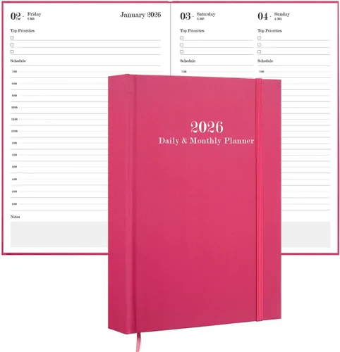 Miniatura 8 de Agenda diaria y mensual 2026, agenda diaria 2026, una página por día, desde enero de 2026 a diciembre de 2026, libro de citas por hora de 5.8 x 8.3