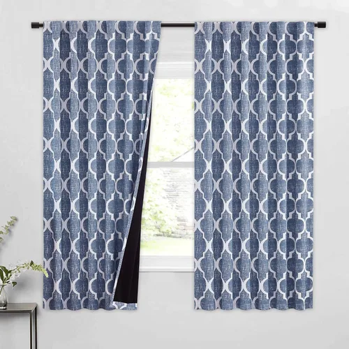 Miniatura 42 de Beauoop Cortinas 100% Opacas de 45 Pulgadas de Largo, 2 Paneles para Dormitorio, Sala de Estar, Gris Aqua Marroquí Geométrico, Oscurecimiento