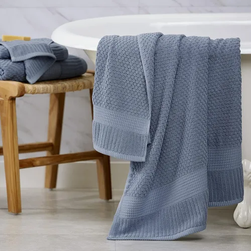 Miniatura 8 de NY Loft Paquete de 4 toallas de baño 100% algodón, supersuaves y absorbentes, de secado rápido, 30 x 52 pulgadas, algodón texturizado y duradero