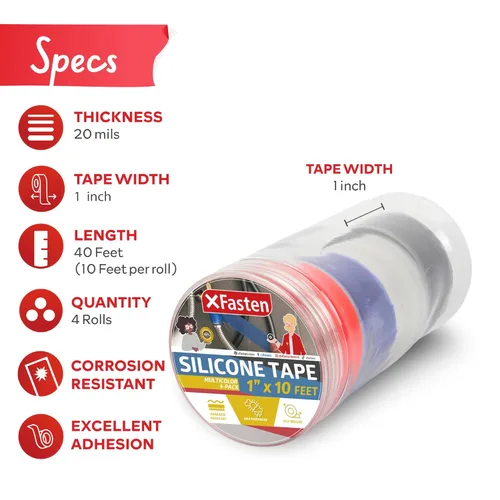 Miniatura 2 de XFasten - Cinta de silicona autofusible de 1 pulgada x 10 pies, de fontanería, cinta impermeable de sellado de fugas, goma gruesa para tuberías