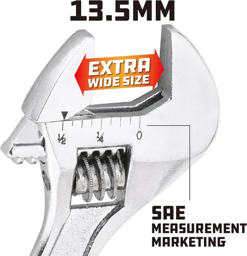 Miniatura 3 de Powerbuilt Llave ajustable de 4 pulgadas, llave de fontanería de apertura de mandíbula ancha, marcas de mandíbula preajuste fácil de leer, mango