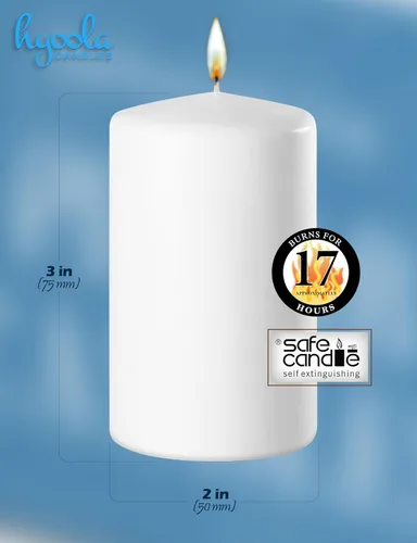 Miniatura 3 de HYOOLA Velas de pilar blancas 2x3 pulgadas - Paquete de 12 velas de pilar sin perfume a granel - Fabricadas en Europa