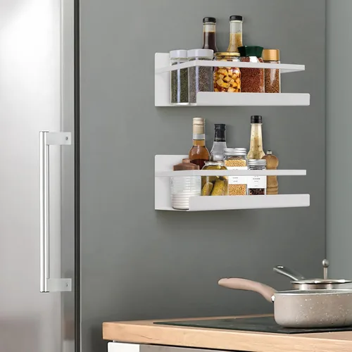 Miniatura 6 de Estante magnético para especias para refrigerador, paquete de 2 estantes magnéticos para frascos de especias, estantes magnéticos, soporte
