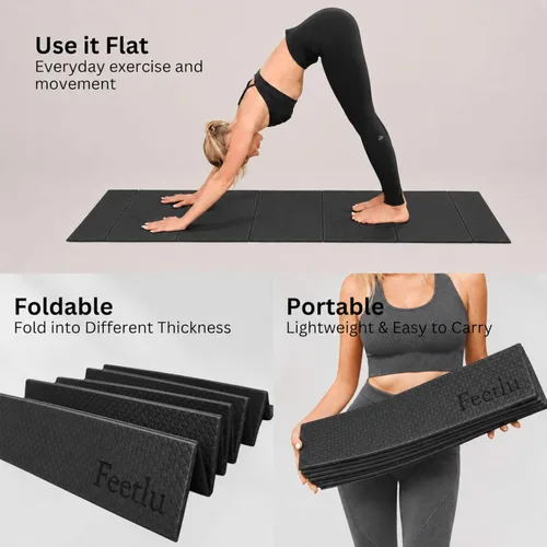 Miniatura 6 de Esterilla plegable para ejercicios de yoga, ligera, antideslizante y fácil de almacenar para yoga, pilates, entrenamientos en casa y ejercicios