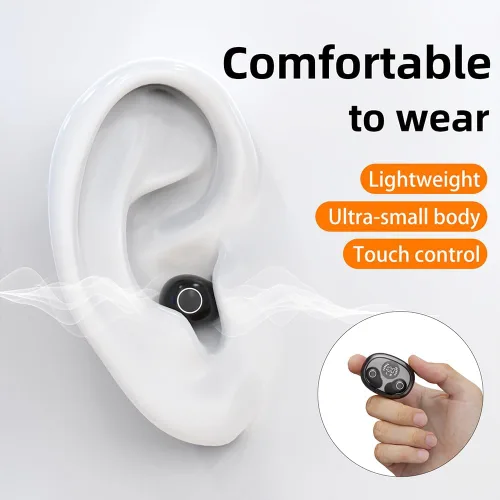 Miniatura 2 de Pequeños auriculares invisibles para dormir, inalámbricos más pequeños, Bluetooth, de perfil bajo, microdiminutos y discretos, con micrófono