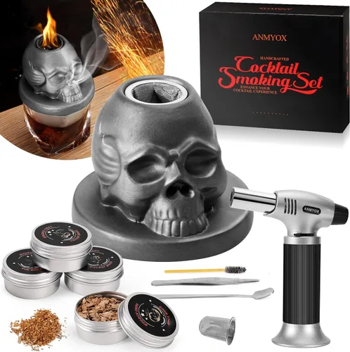 Kit de ahumador de cócteles con antorcha, kit de infusor de ahumador de whisky Anmyox con caja de regalo, set de whisky bourbon de regalo para