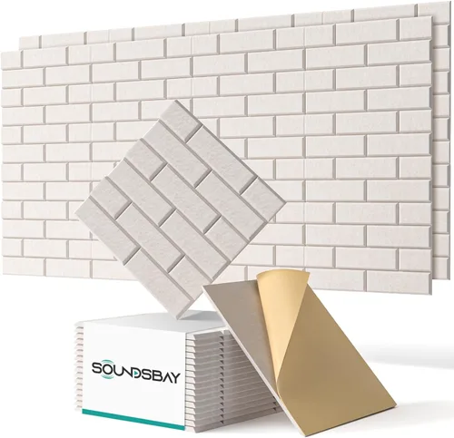 Miniatura 9 de Paneles de pared acústicos autoadhesivos, paquete de 12 paneles absorbentes de sonido en ladrillo, paneles de espuma de alta densidad con Gris-oscuro