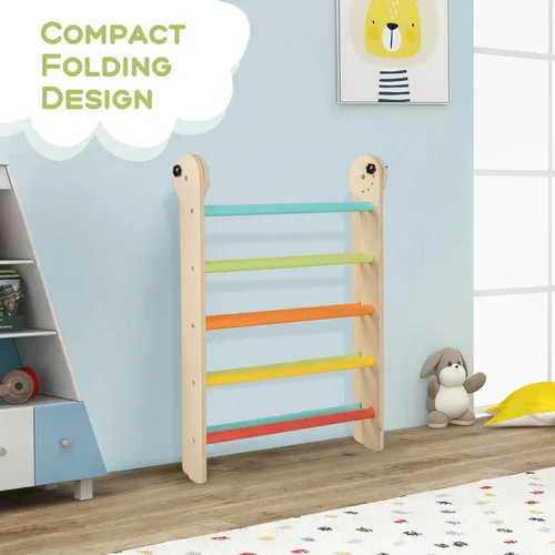 Miniatura 4 de Olakids Pikler - Juego de triángulos 8 en 1, juguetes de escalada para niños pequeños, patio de recreo de madera plegable Montessori Jungle Gym