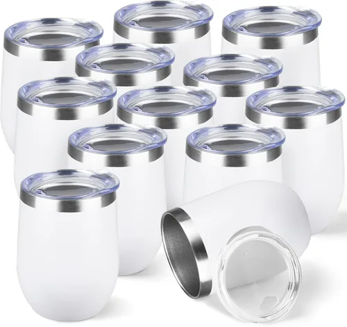 Miniatura 38 de StarSpeed Vaso de vino de 12 onzas con tapa, tazas de viaje de acero inoxidable sin pie con aislamiento de doble pared, taza de café aislada, vasos