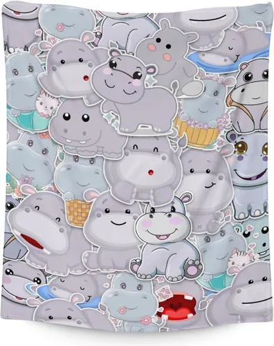 Miniatura 7 de Regalos de manta de hipopótamo, 76x102 cm Manta de hipopótamo suave de franela, regalos cálidos y ligeros de hipopótamo para niñas y niños