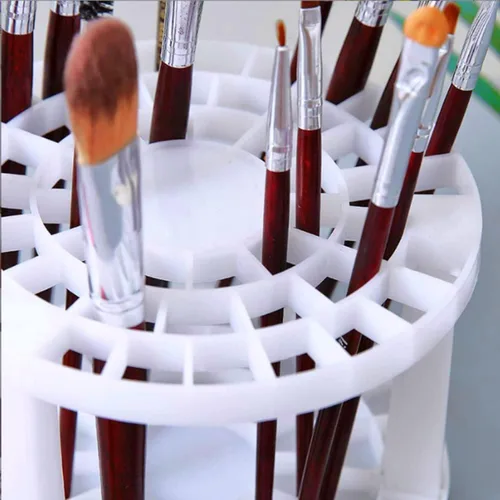 Miniatura 4 de Soporte redondo de plástico para pinceles y organizador de 50 agujeros, organizador de pintura acrílica para manualidades y brochas de maquillaje