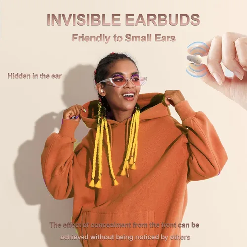 Miniatura 8 de Invisible Mini Wireless Bluetooth Earbuds - Ultra Compact Discreet Design, Comfort Fit for Small Ears, Side Sleep & Work Compatible Skin