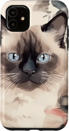 Miniatura 8 de Funda para iPhone 11 Pro Max Ragdoll Cat Roses Flower Watercolor Ragdoll Lover