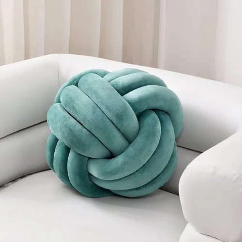 Sioloc Almohadas de Bola con Nudo Suave, Cojín Almohada Decorativa Redonda Decoración del Hogar Almohada de Felpa, Almohada Decorativa Anudada Verde