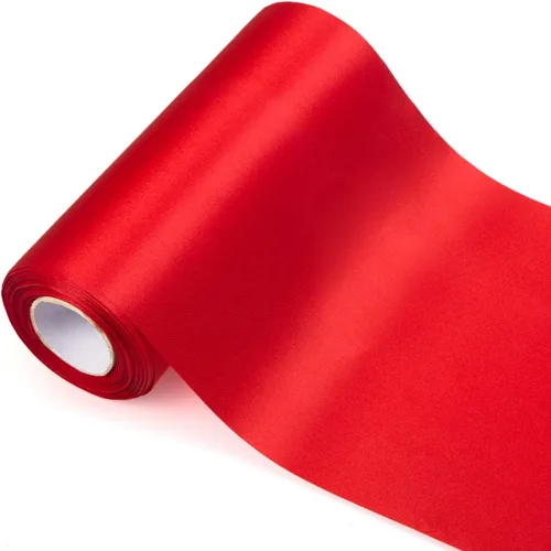 Miniatura 8 de Rollo de cinta de satén rojo de 4 pulgadas de ancho, 24.1 yardas de largo a granel para decoración de Navidad, ceremonia de cumpleaños, lazos