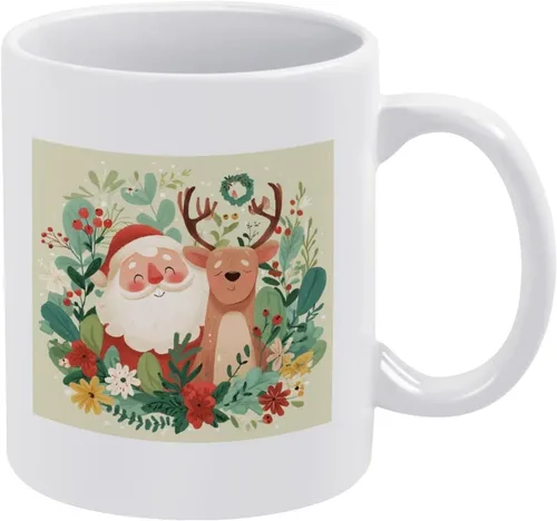 Coffee Mugs Ceramic Reindeer Santa Claus Travel Coffee Mug Christmas Birthday Day Gifts Winter Holiday Retro Personalized Gifts for Birthday