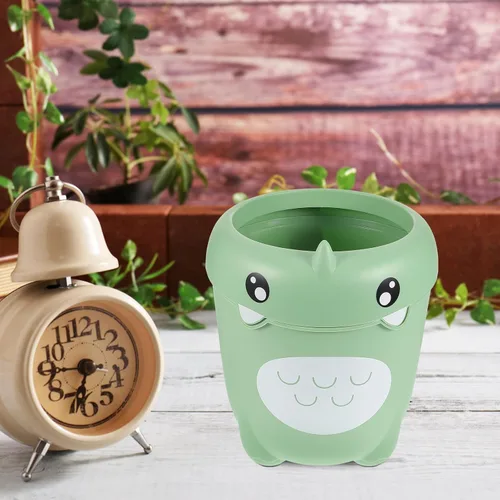 Miniatura 4 de Beavorty Cubo de basura para niños, de 11.02 x 9.64 x 9.64 pulgadas, de plástico, con dibujos animados, dinosaurios, sin tapa, para dormitorio