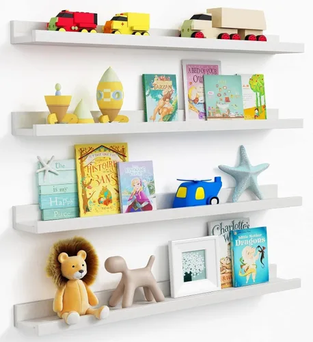 Miniatura 10 de Forbena Estante de repisa negra para fotos, estantes flotantes con borde para pared, estantes de pared pequeños para baño, dormitorio, cocina
