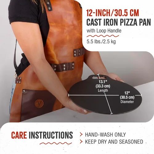 Miniatura 3 de Victoria - Sartén de hierro fundido de 12 pulgadas/30.5 centímetros Tawa Dosa, sartén de hierro fundido para pizza y crepes con asa de bucle