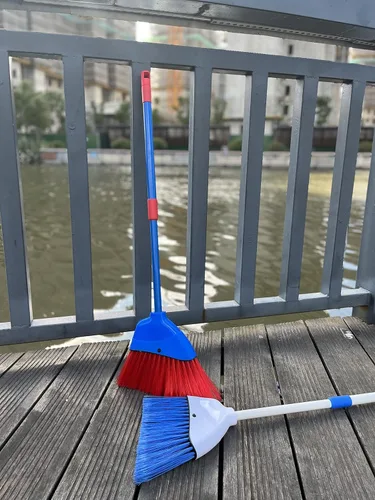 Miniatura 6 de Escoba para niños, herramienta de limpieza para niños, escoba pequeña retráctil para ayudante pequeño (azul + rojo)