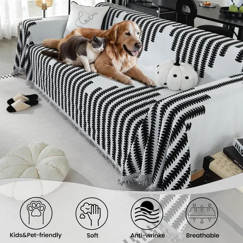 Miniatura 3 de Funda de sofá de felpilla lavable para sillón de un solo cojín, funda de sofá antideslizante, reversible, geométrica jacquard, funda de sofá Negro