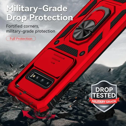 Miniatura 5 de Funda para Samsung Galaxy S10 Plus con cubierta para lente de cámara, protector de pantalla HD, resistente a caídas de grado militar, soporte