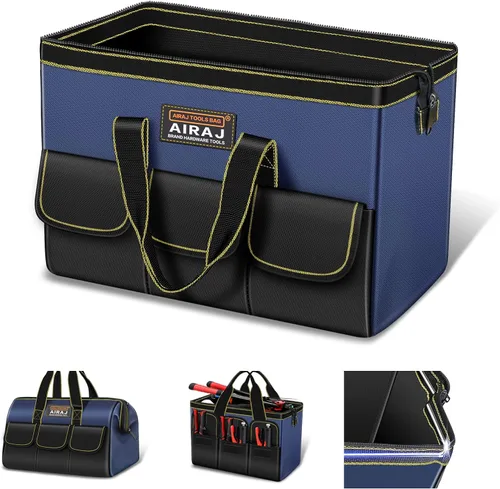 Bolsa de herramientas AIRAJ de 16 pulgadas, bolsas de herramientas de boca ancha para hombres, organizador de herramientas para reparaciones en el
