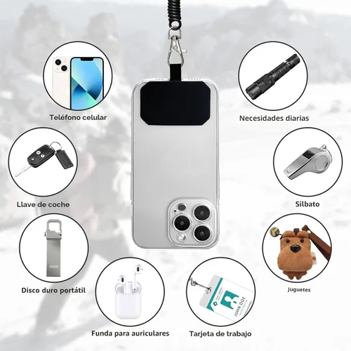 Miniatura 4 de HOTEMIA Cordón de seguridad antirrobo para teléfono con mosquetón - Accesorio exterior anticaídas para esquí, senderismo, ciclismo, pesca y escalada