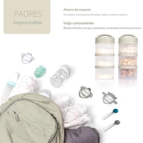 Miniatura 4 de Dispensador de fórmula apilable Termichy, contenedor portátil de leche en polvo, 2 paquetes, gris cálido
