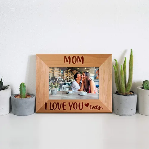 Miniatura 2 de Marco de fotos personalizado para regalos de mamá de hija e hijo, 4 x 6, 5 x 7, 8 x 10, mamá y yo, marco de fotos de madera de aliso personalizado
