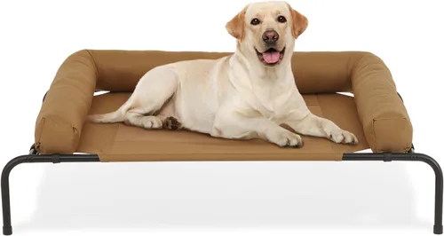 Magshion Cooling Elevated Dog Bed, Portable Raised Outdoor Indoor Dog Cots Chew Proof Pet Hammock with Breathable Mesh & Removable Bolster for Large