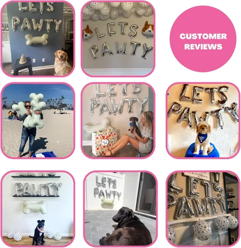 Miniatura 6 de Suministros de fiesta de cumpleaños para perros, fiesta de cumpleaños de perro Husky de Alaska, pancarta de globos de Lets Pawty, decoraciones