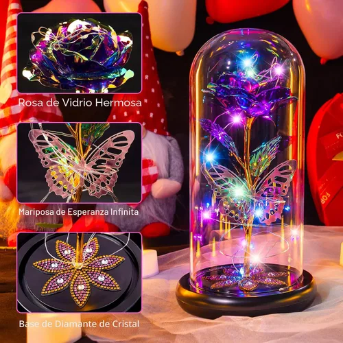 Miniatura 2 de Pusuny Flores para el Día de la Madre, regalos para mamá y mujer, regalo de cumpleaños, rosa de cristal de galaxia eterna, flores de cristal