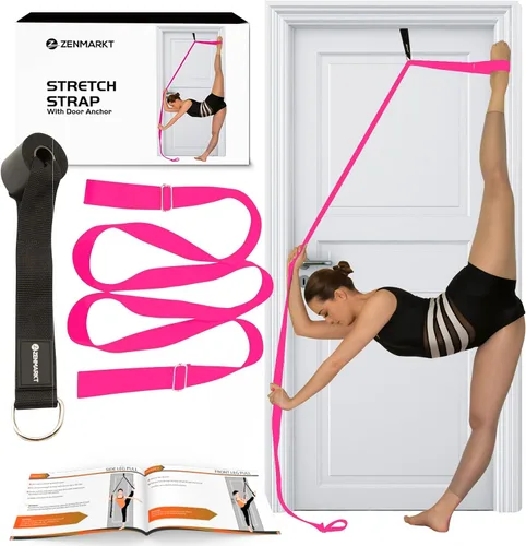 Miniatura 11 de Soga de estiramiento con anclaje de puerta - Equipo de estiramiento para mejorar la flexibilidad de las piernas - Entrenador de rajadas para el Negro
