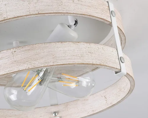 Miniatura 5 de Moderno de granja ?Blanco antiguo con aspecto desgastado lámpara de techo empotrada de 2 luces lámpara de techo de tambo de madera montaje