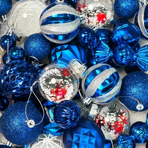 Miniatura 3 de Juego de 111 adornos de bolas de Navidad, conjunto de adornos de Navidad inastillables surtidos, paquete de colgantes lujosos para árbol de Navidad