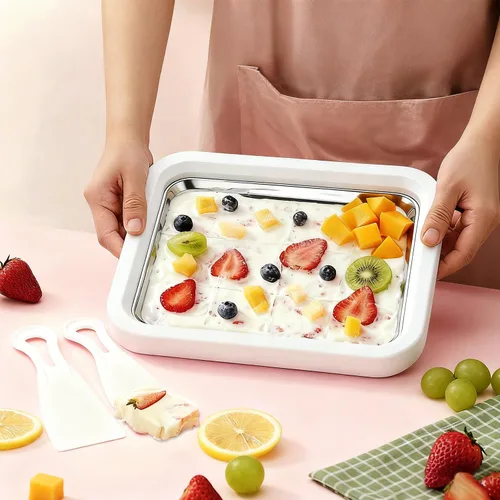 Miniatura 6 de Máquina de helados enrollados con 2 raspadores de acero inoxidable de grado alimenticio para yogur congelado/granizado regalo de cumpleaños, hecho