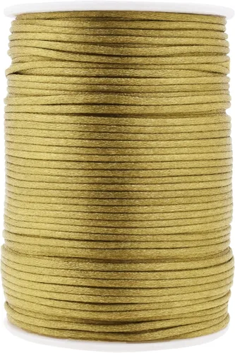 Miniatura 129 de Mandala Crafts Cordón de Satén de Nailon 2mm Cordón Rattail Champagne - 100 Yardas Cordón de Nailon Chino para Nudos Cordón de Seda Cola de Rata